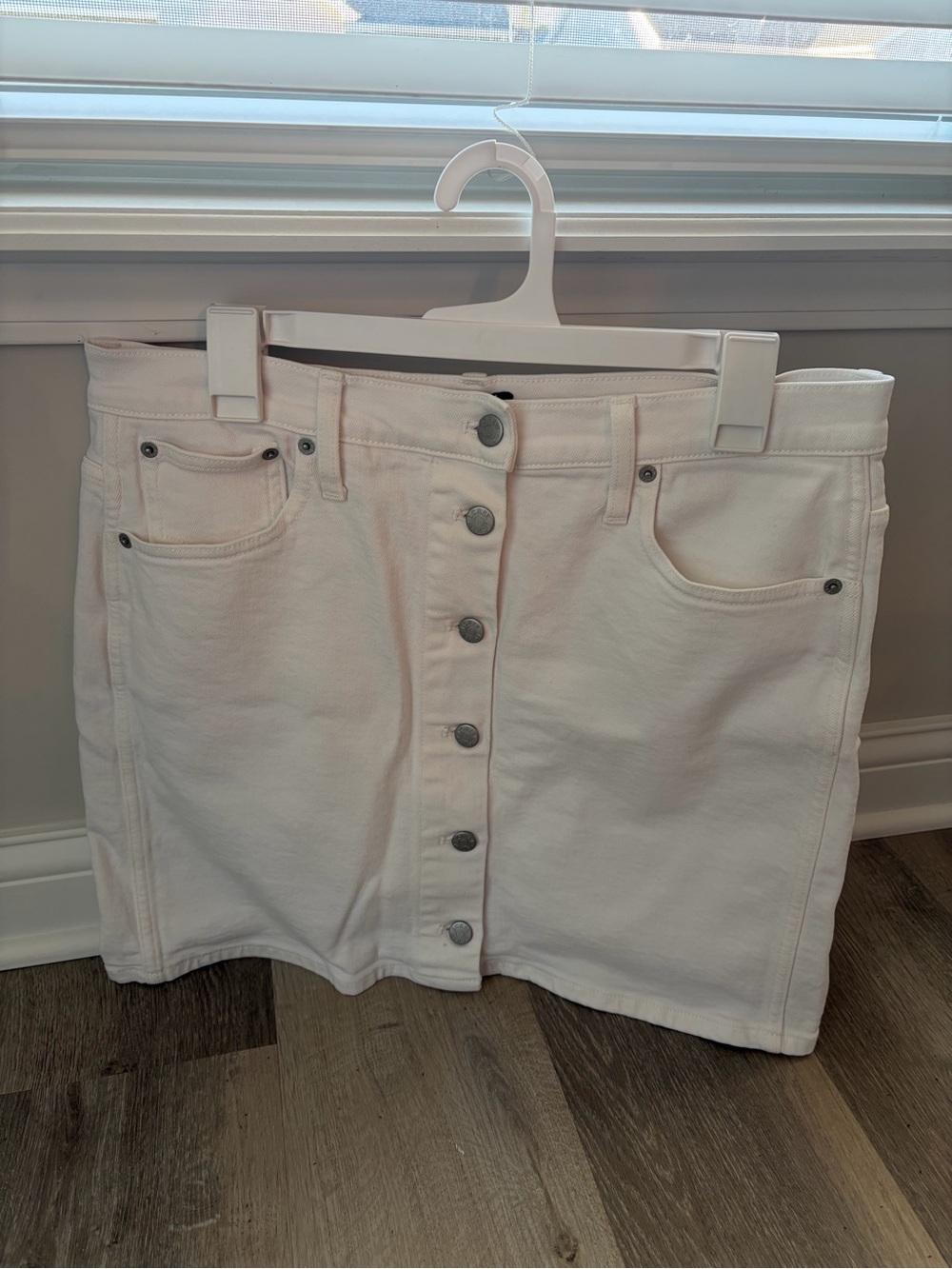 J. Crew White Button-Front Mini Skirt